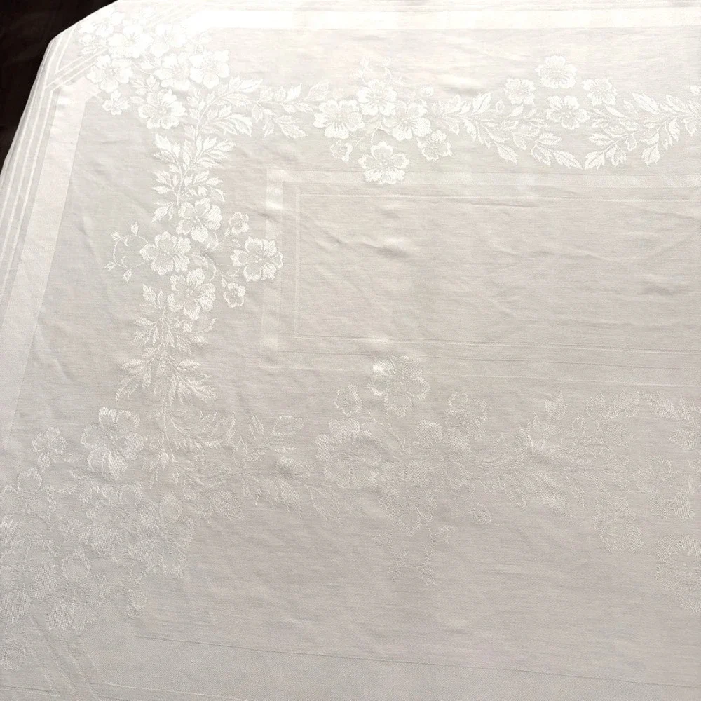 Vintage Damask Floral Tablecloth 49.5